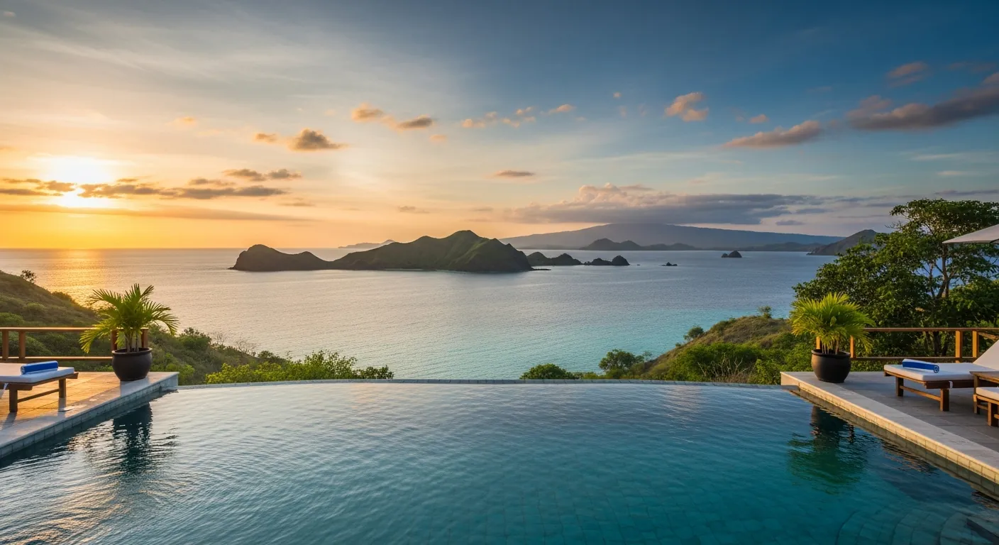 Boutique pool overlooking Komodo, Flores