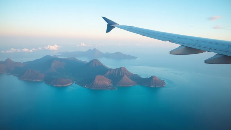 Aerial view on the flight approach into Labuan Bajo, the gateway to Flores and Komodo National Park