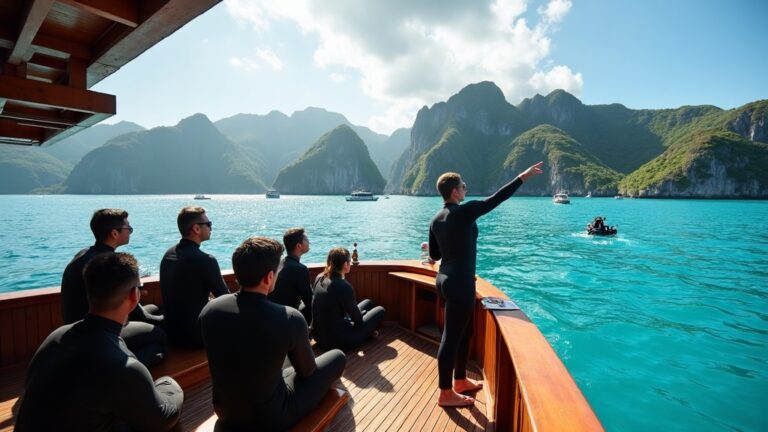 PADI course briefing on a dive boat deck in Labuan Bajo before an Open Water training dive